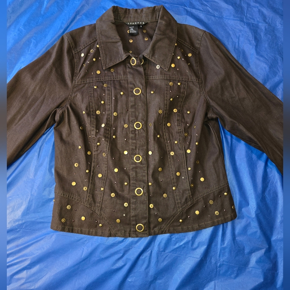 SPANNER Brown Studded Jacket Coat - Women's Size 10